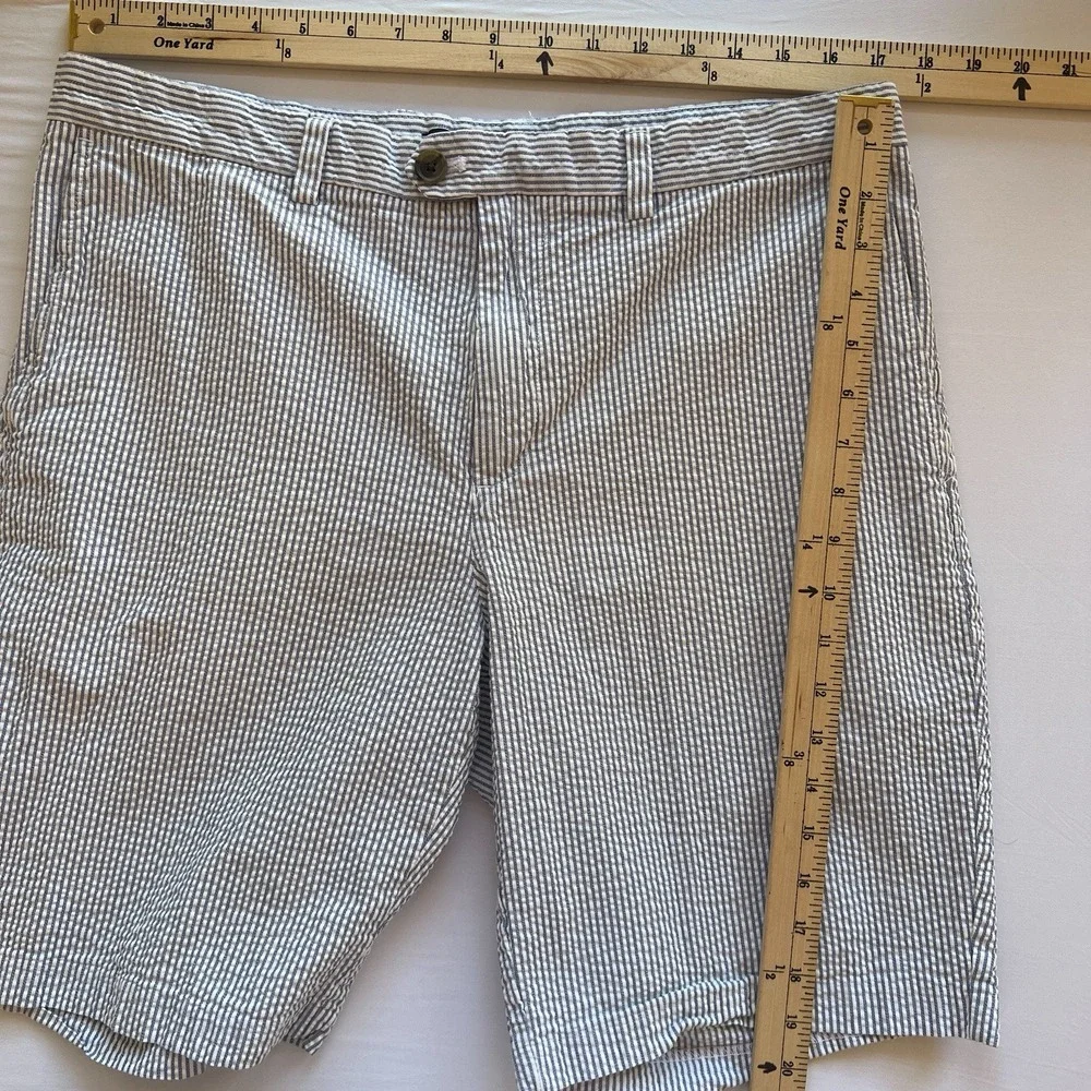 BANANA REPUBLIC Mens Preppy Blu Striped Seersucker Aiden Club Cotton Short Sz 34